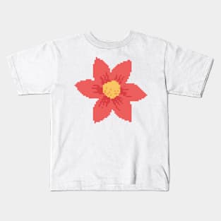 Red Flower Pixel Art Kids T-Shirt